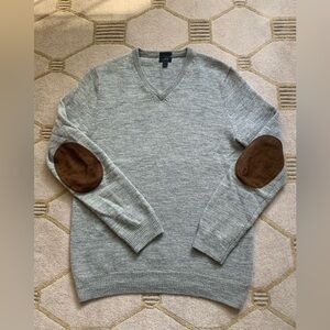 J. Crew Slim V-Neck Merino Wool Elbow Patch Sweater